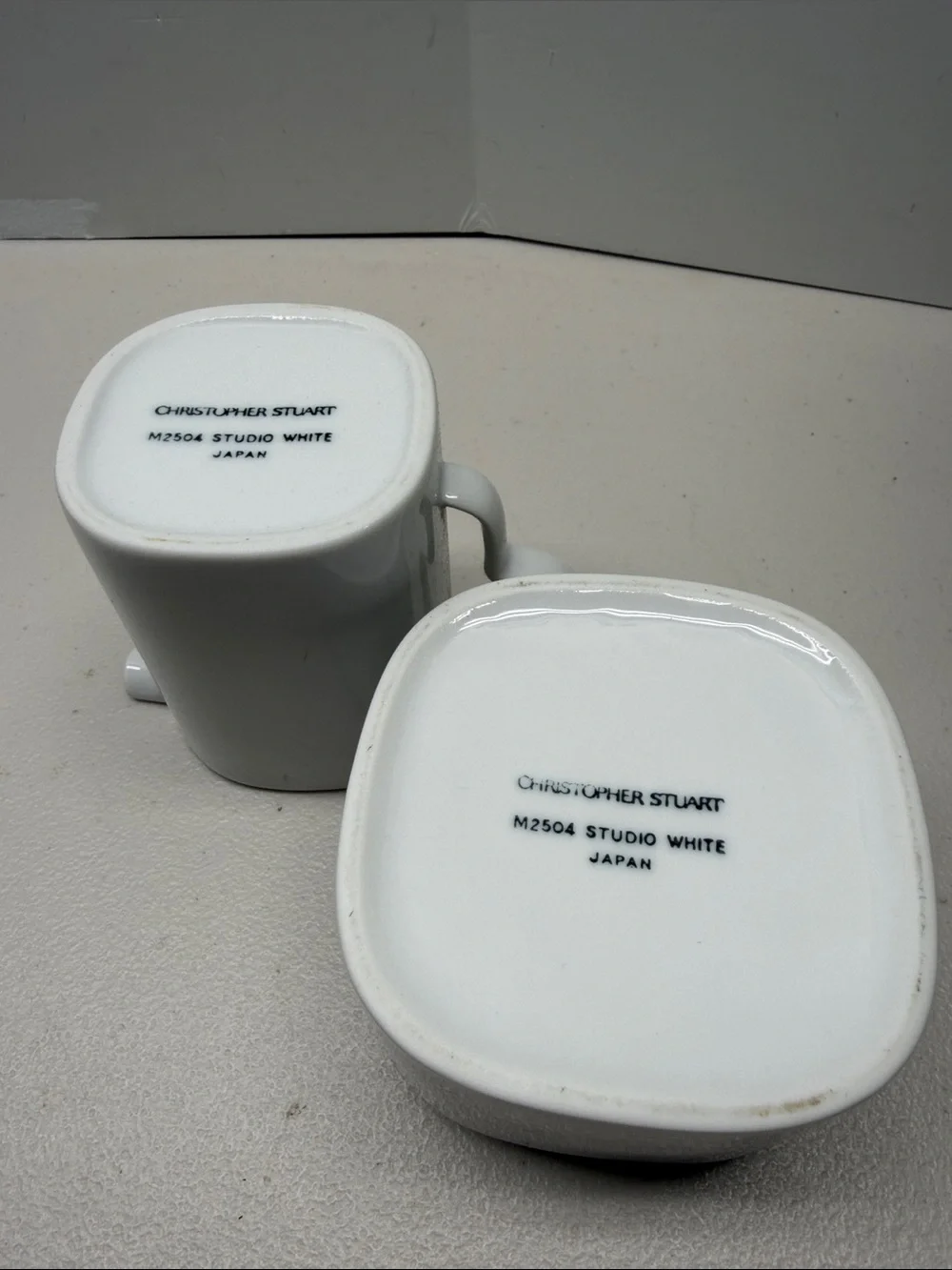 CHRISTOPHER STUART-CREAMER & SUGAR BOWL-STUDIO WHITE M2504-WHITE-MINT CONDITION